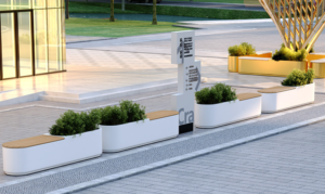 garden bench with planting box